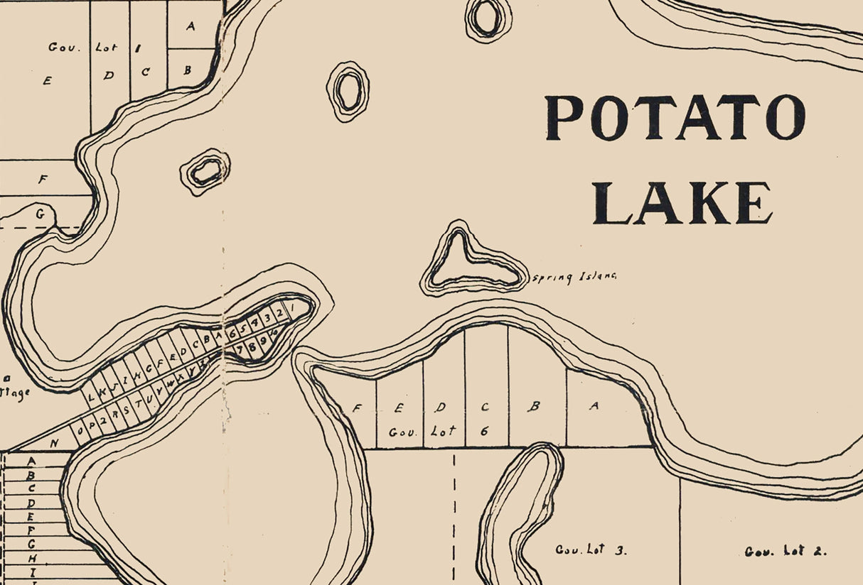 1910 Map of Potato Lake Rusk County Wisconsin