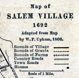 1692 Village Map of Salem Massachusetts Witch Trials