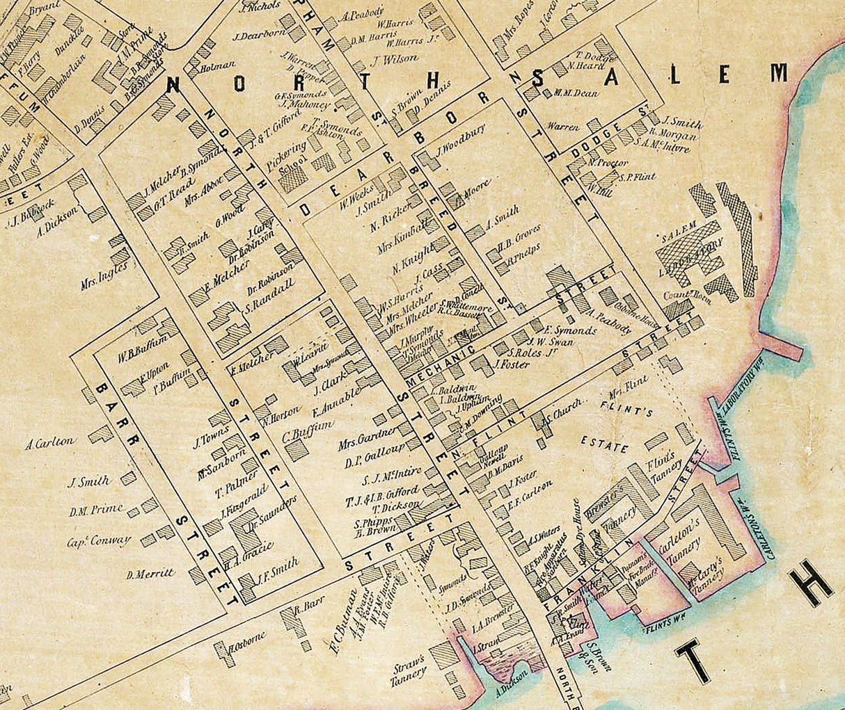 1851 Town Map of Salem Massachusetts