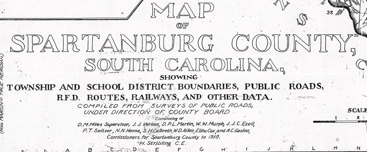 1910 Map of Spartanburg County South Carolina