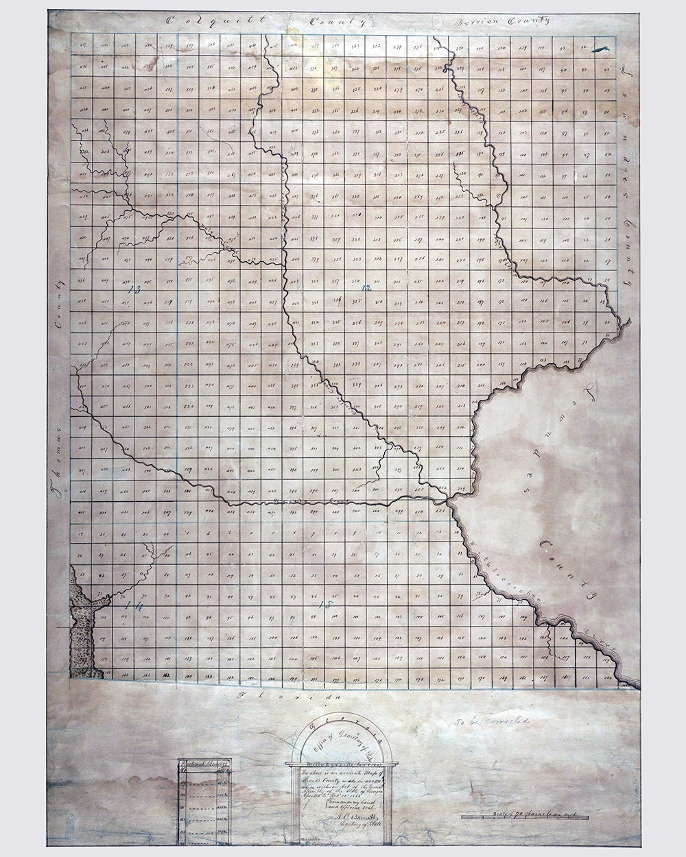 1867 Map of Brooks County Georgia
