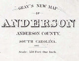 1882 Map of Anderson Anderson County South Carolina