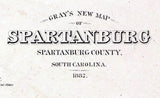 1882 Map of Spartanburg Spartanburg County South Carolina