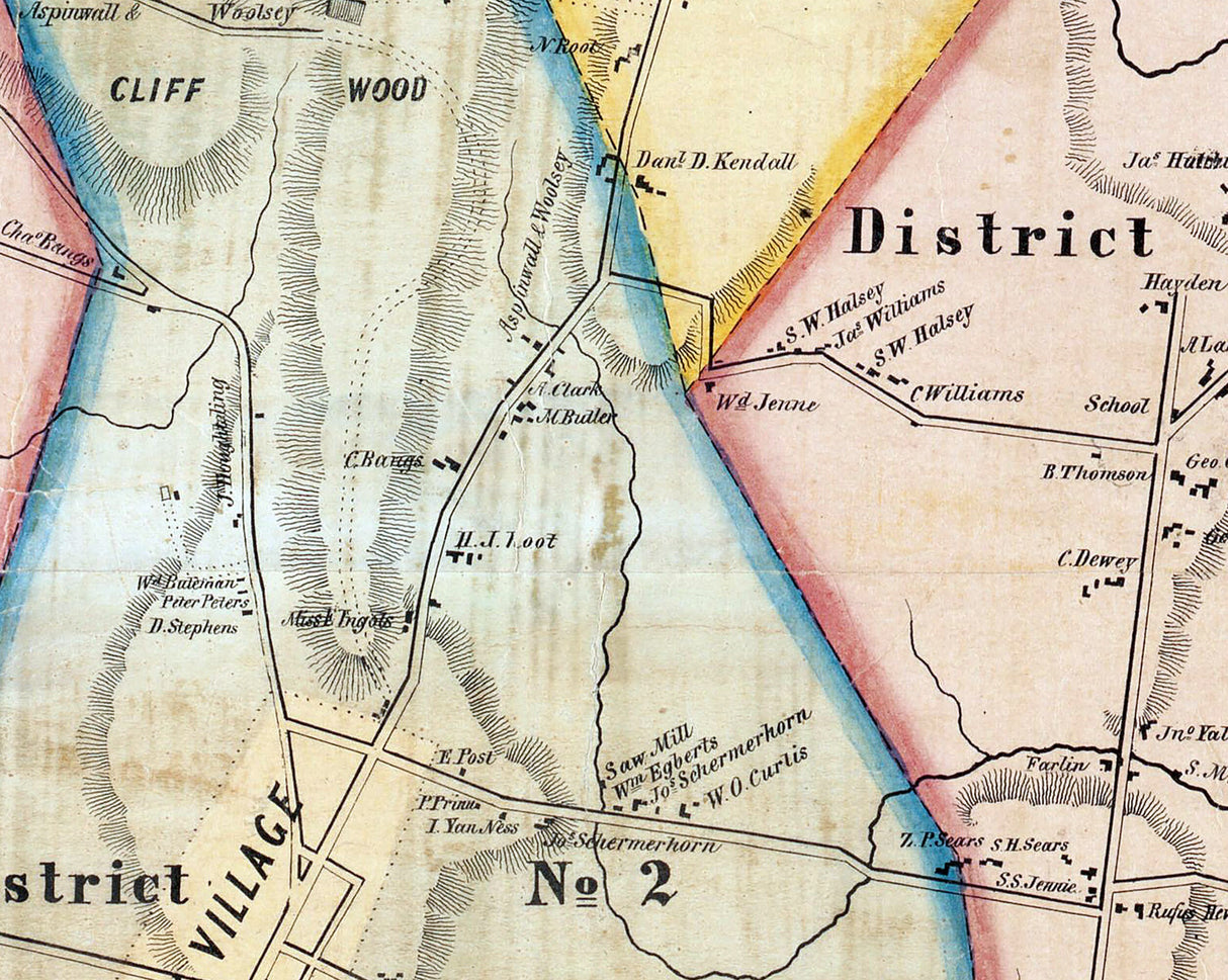 1854 Map of Lenox Berkshire County Massachusetts