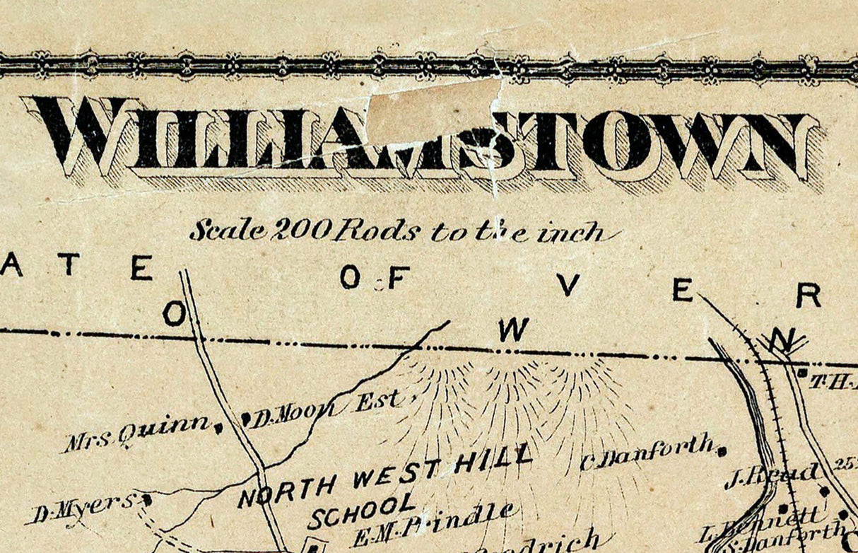 1876 Map of Williamstown Berkshire County Massachusetts