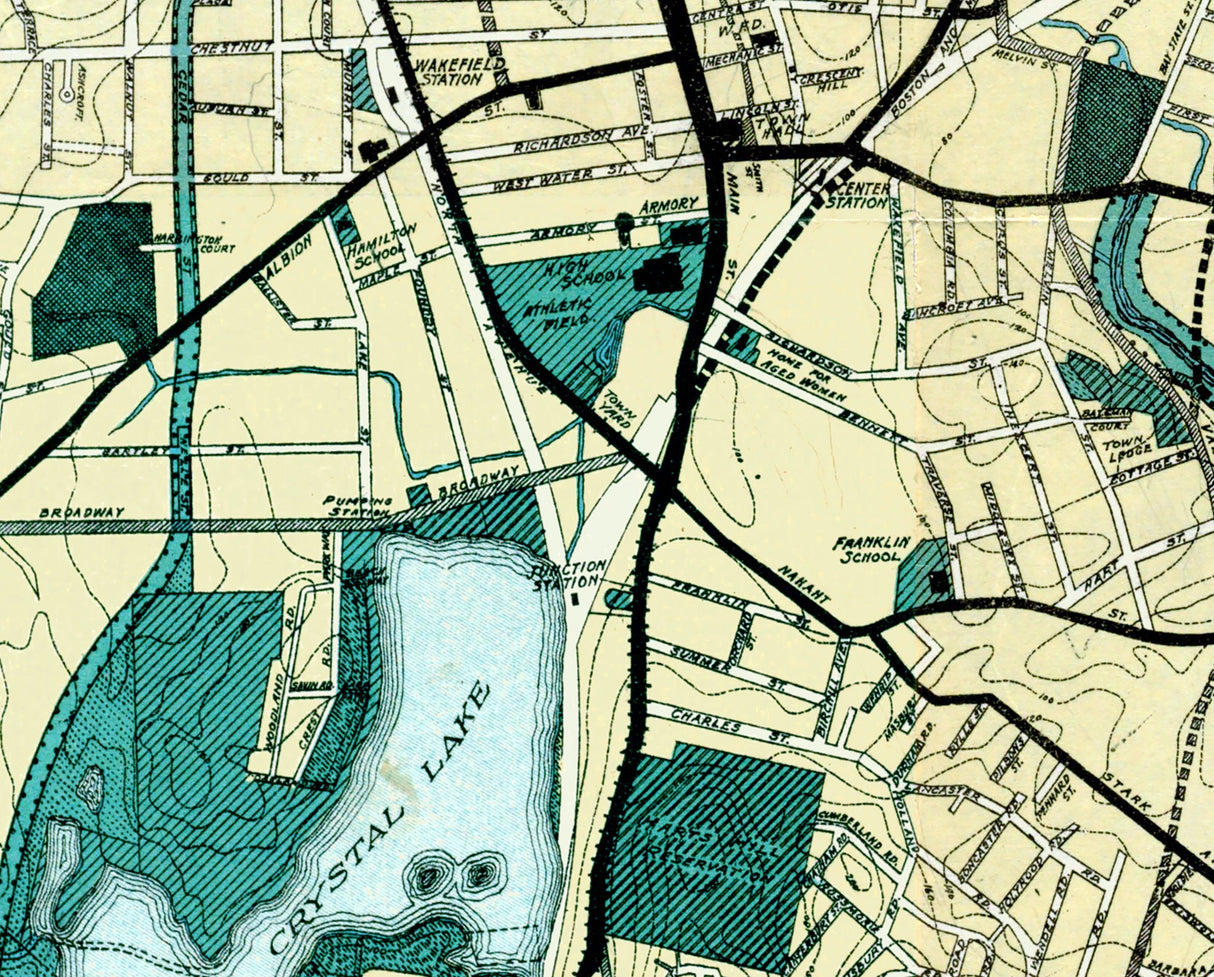1924 Town Map of Wakefield Massachusetts