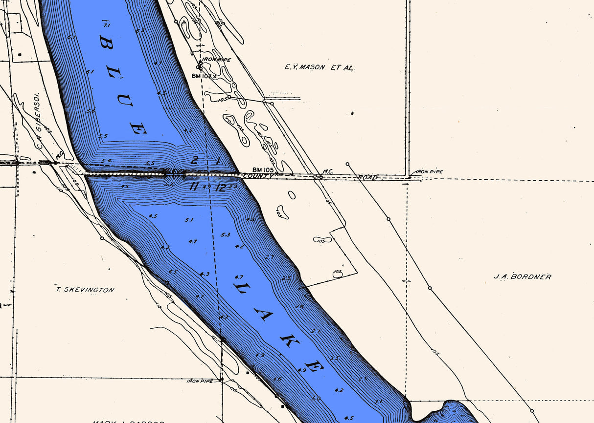 1915 Map of Blue Lake Monona County Iowa