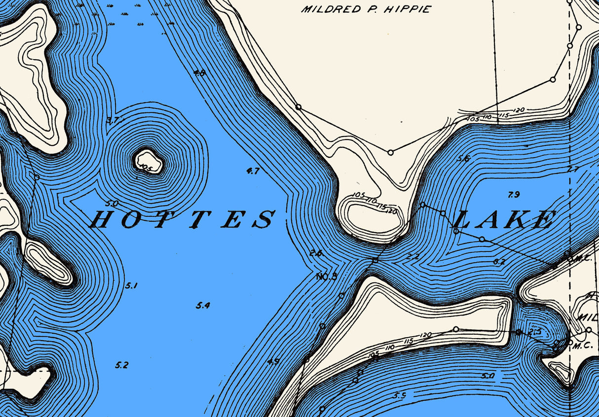 1915 Map of Hottes and Marble Lakes Dickinson County Iowa