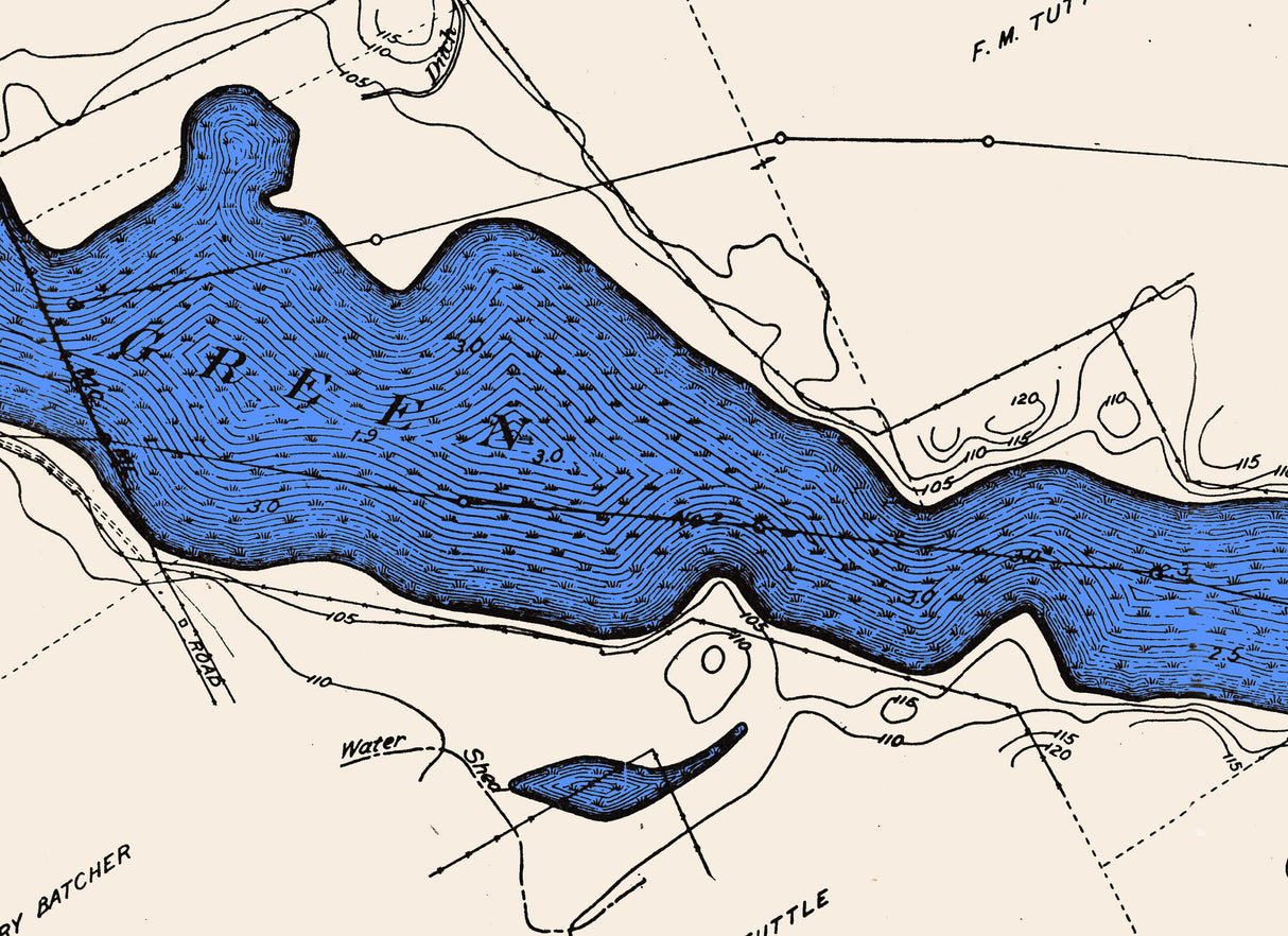 1916 Map of Dan Green Slough Clay County Iowa