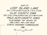 1916 Map of Lost Island Lake Clay County and Palo Alto County Iowa