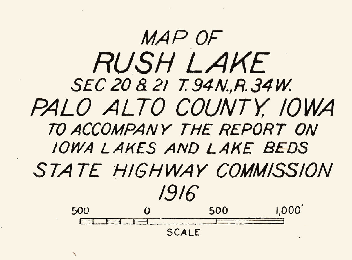 1916 Map of Rush Lake Palo Alto County Iowa