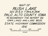 1916 Map of Rush Lake Palo Alto County Iowa