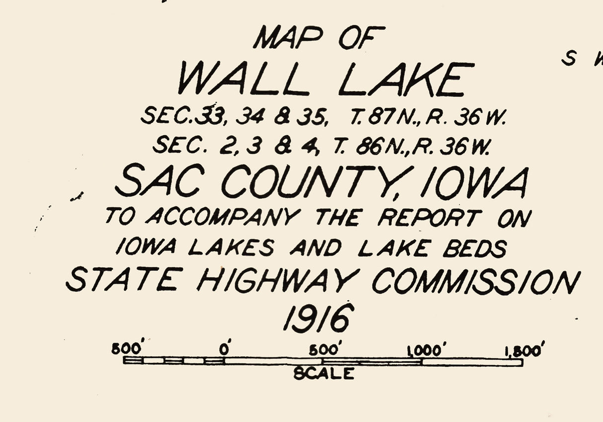 1916 Map of Wall Lake Sac County Iowa Lake View
