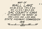 1916 Map of Wall Lake Sac County Iowa Lake View