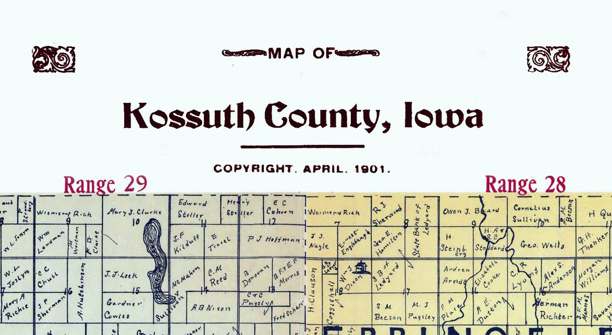 1901 Map of Kossuth County Iowa