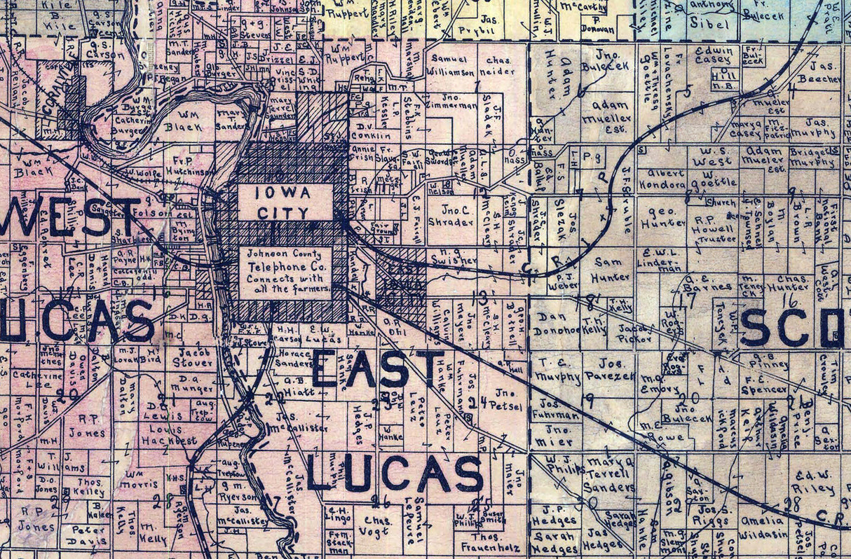 1905 Map of Johnson County Iowa