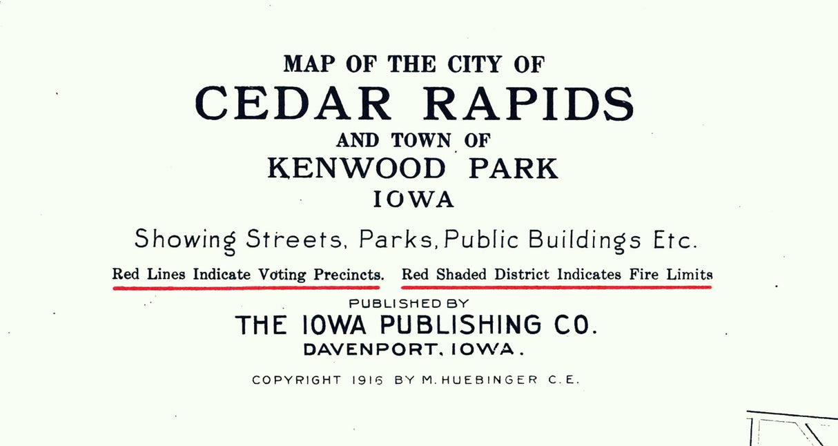 1916 Map of Cedar Rapids Iowa