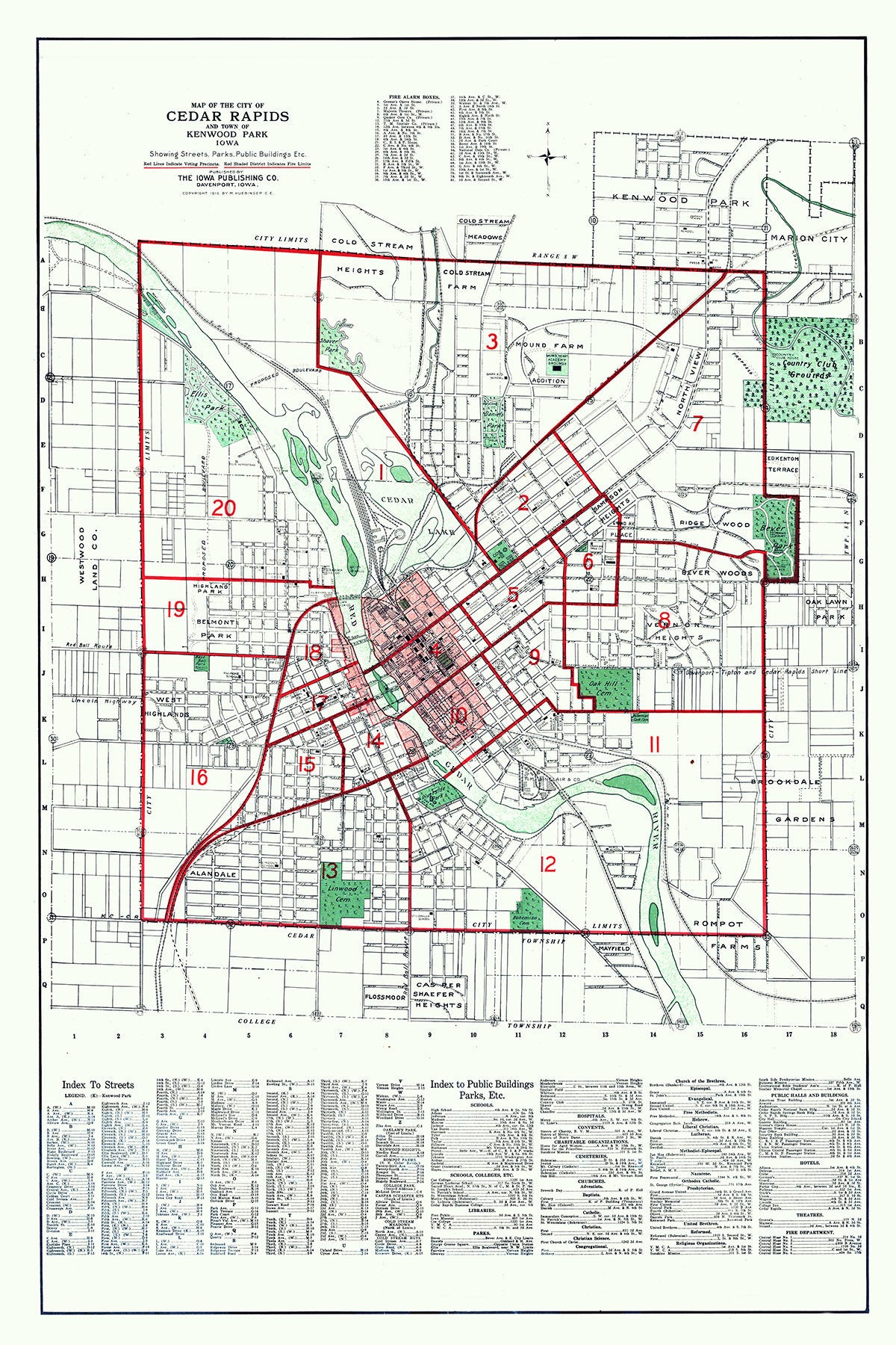 1916 Map of Cedar Rapids Iowa
