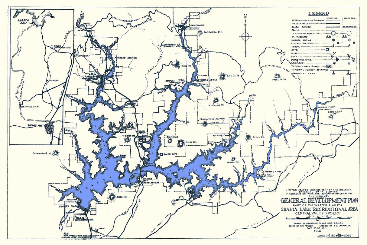 1946 Map of Shasta Lake California