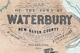 1852 Town Map of Waterbury New Haven County Connecticut