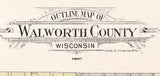 1907 Map of Walworth County Wisconsin