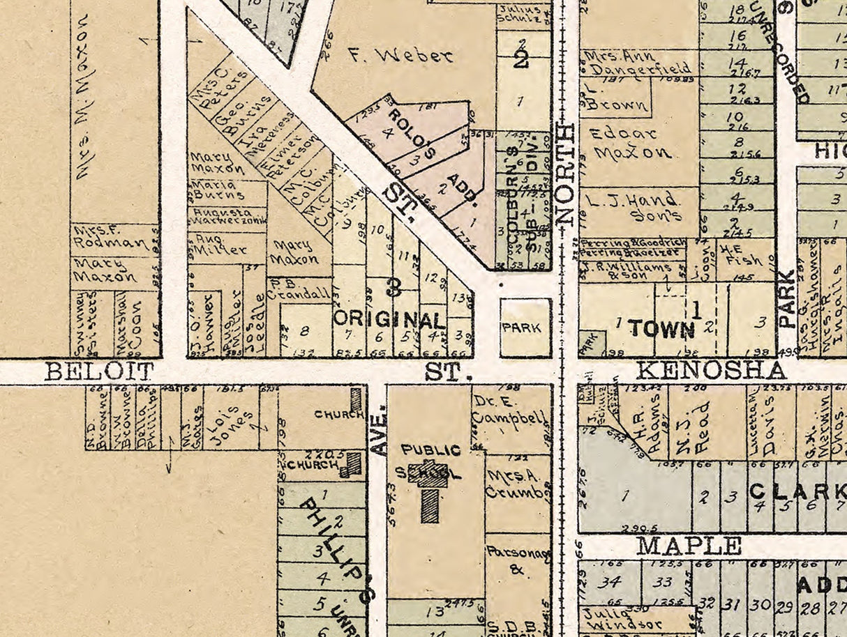 1907 Town Map of Walworth Walworth County Wisconsin