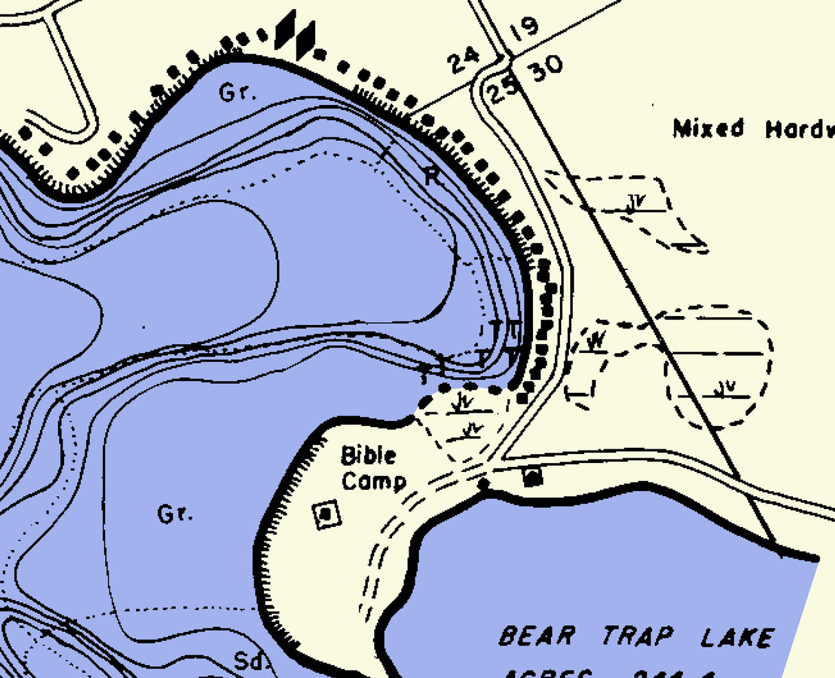 1964 Map of Wapogasset Lake Polk County Wisconsin