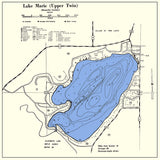 1970 Map of Lake Marie Upper Twin Kenosha County Wisconsin
