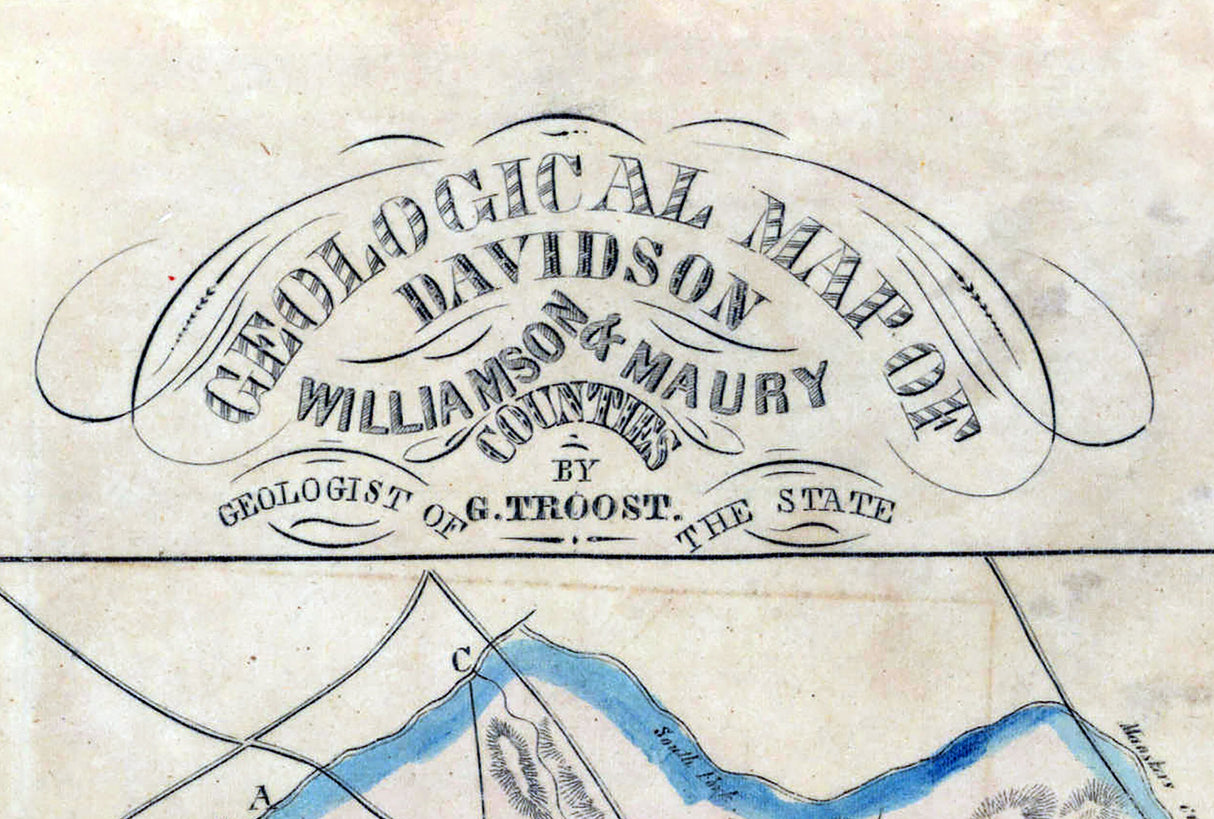 1843 Map of Davidson Williamson and Maury County Tennessee