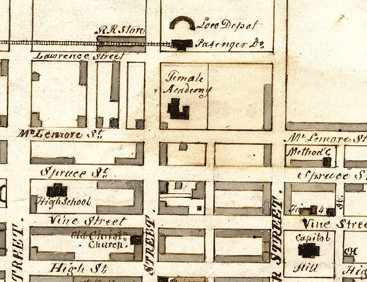 1854 Map of Nashville Tennessee