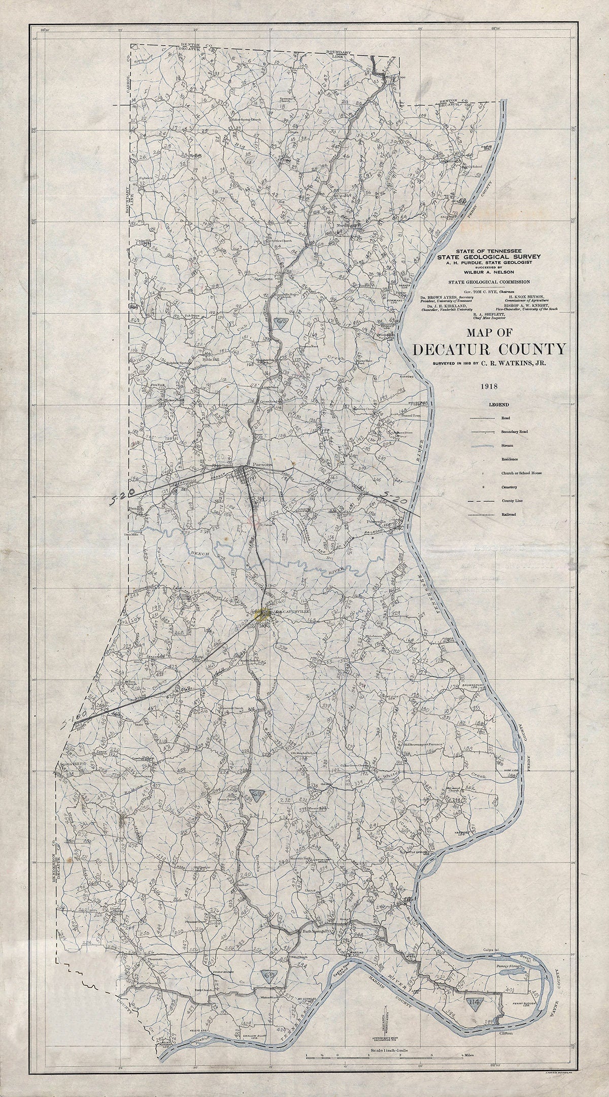 1918 Map of Decatur County Tennessee