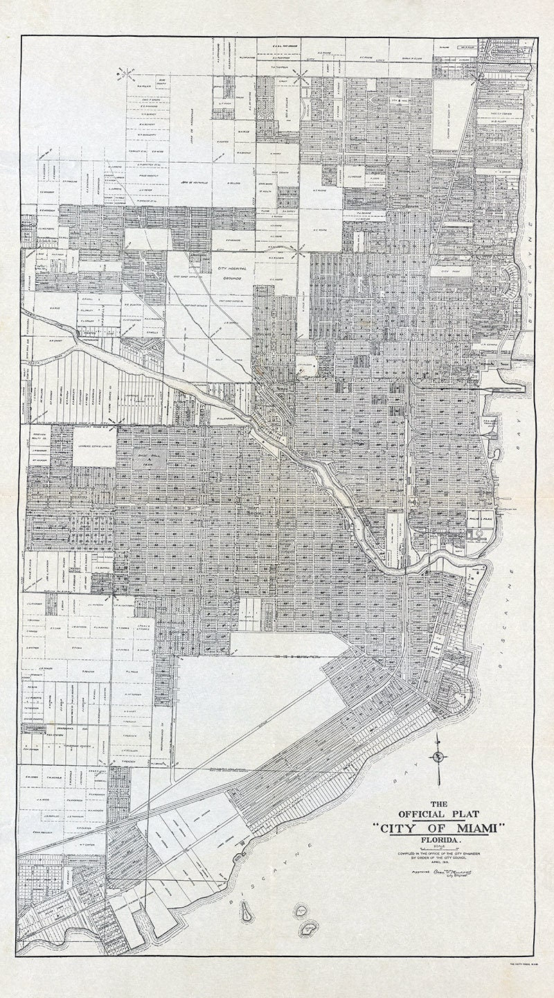 1918 Map of Miami Florida