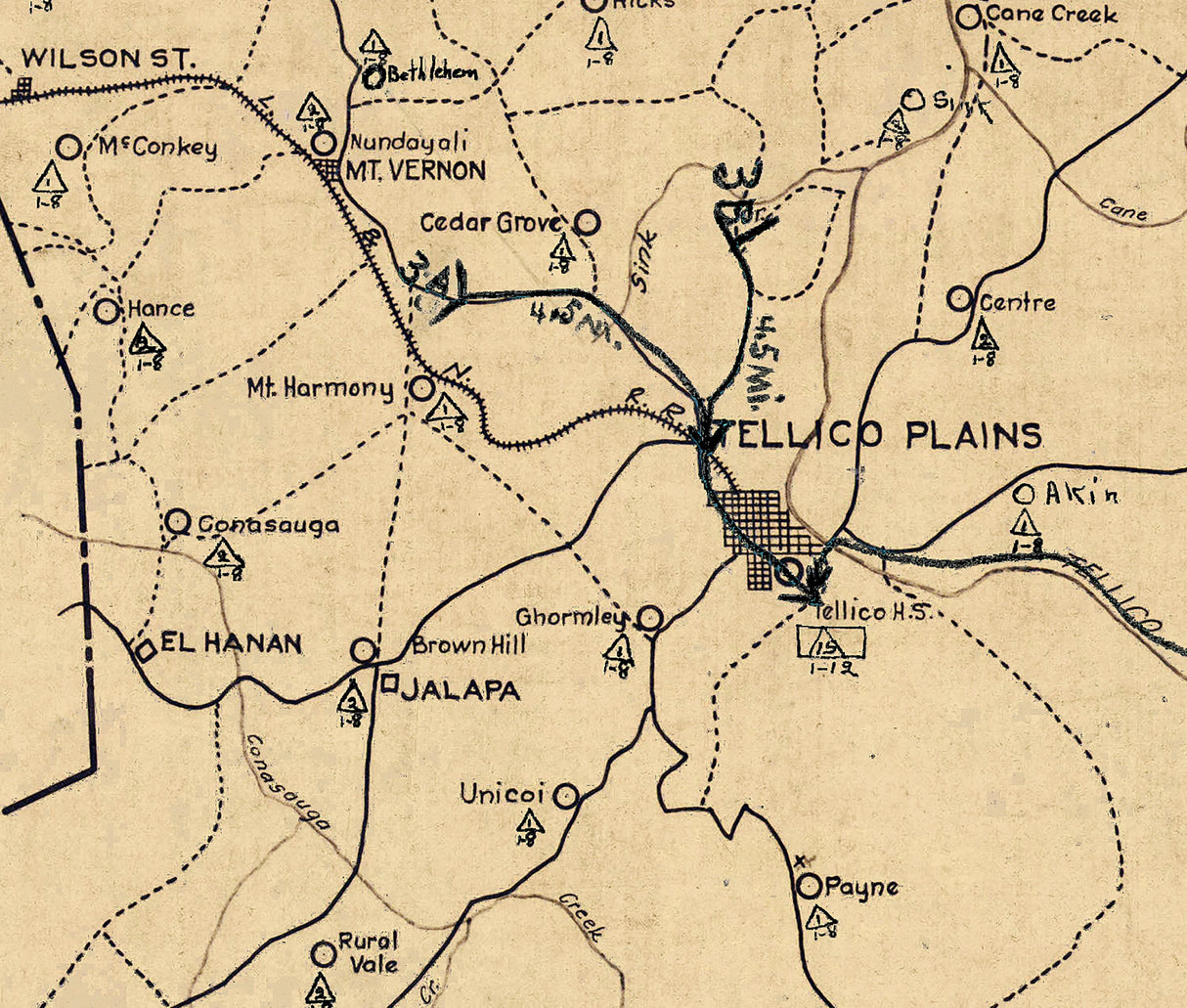 1928 Map of Monroe County Tennessee