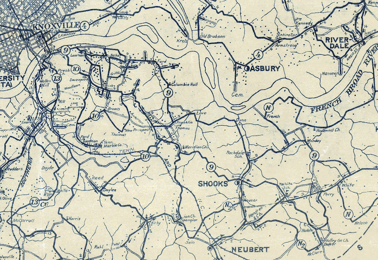 1930 Map of Knox County Tennessee