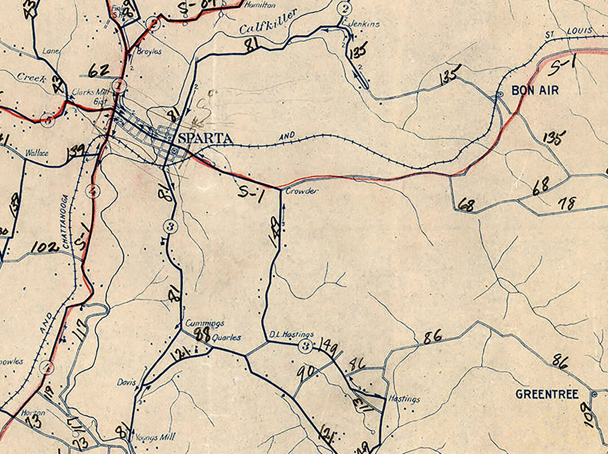 1930 Map of White County Tennessee