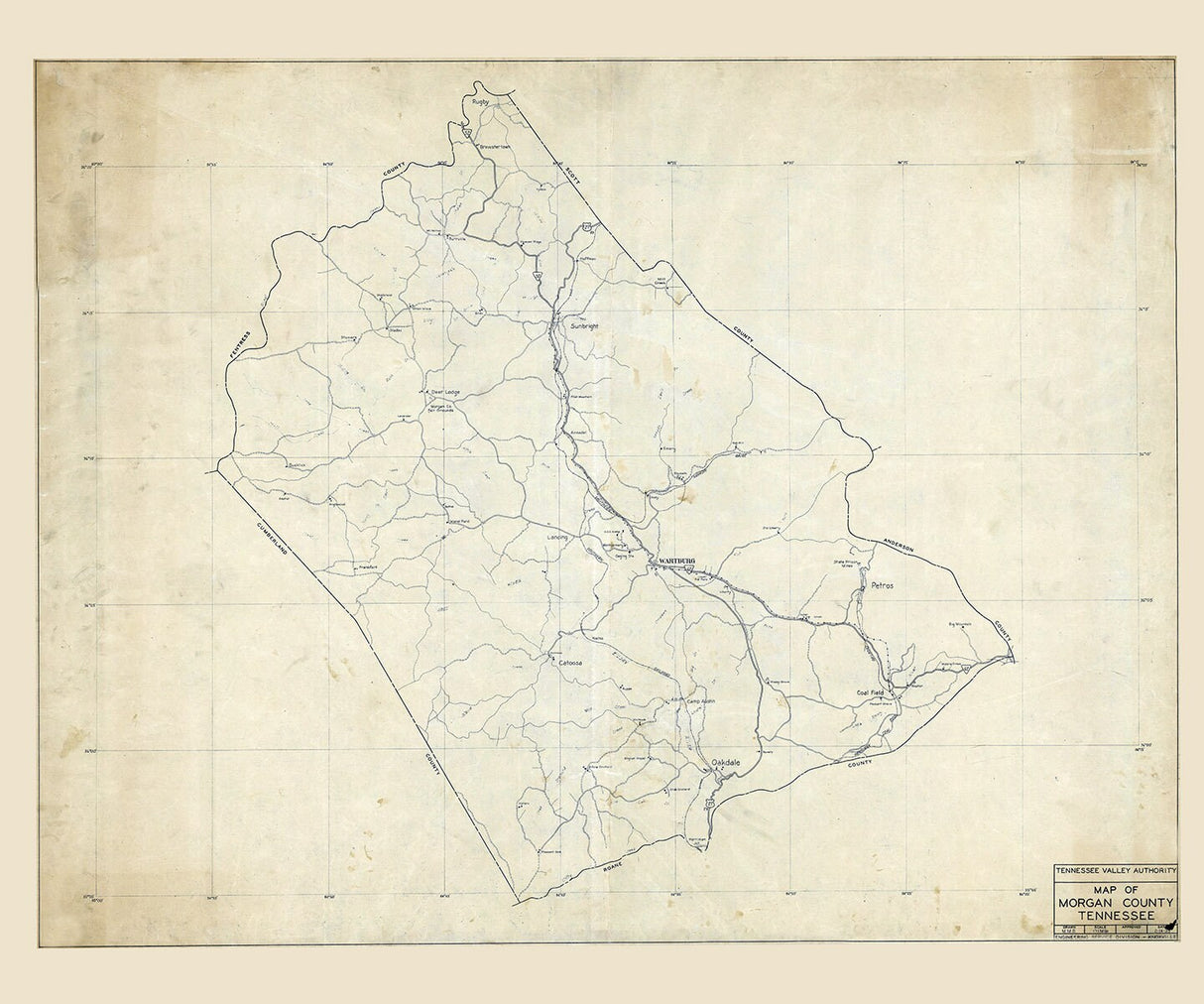 1935 Map of Morgan County Tennessee