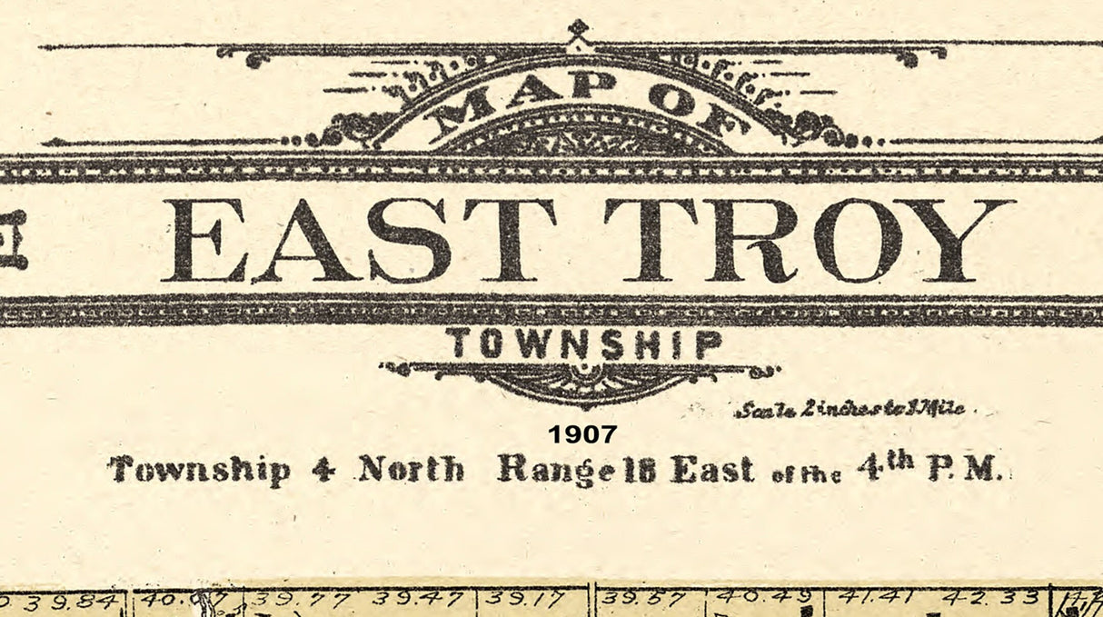 1907 Map of East Troy Township Walworth County Wisconsin
