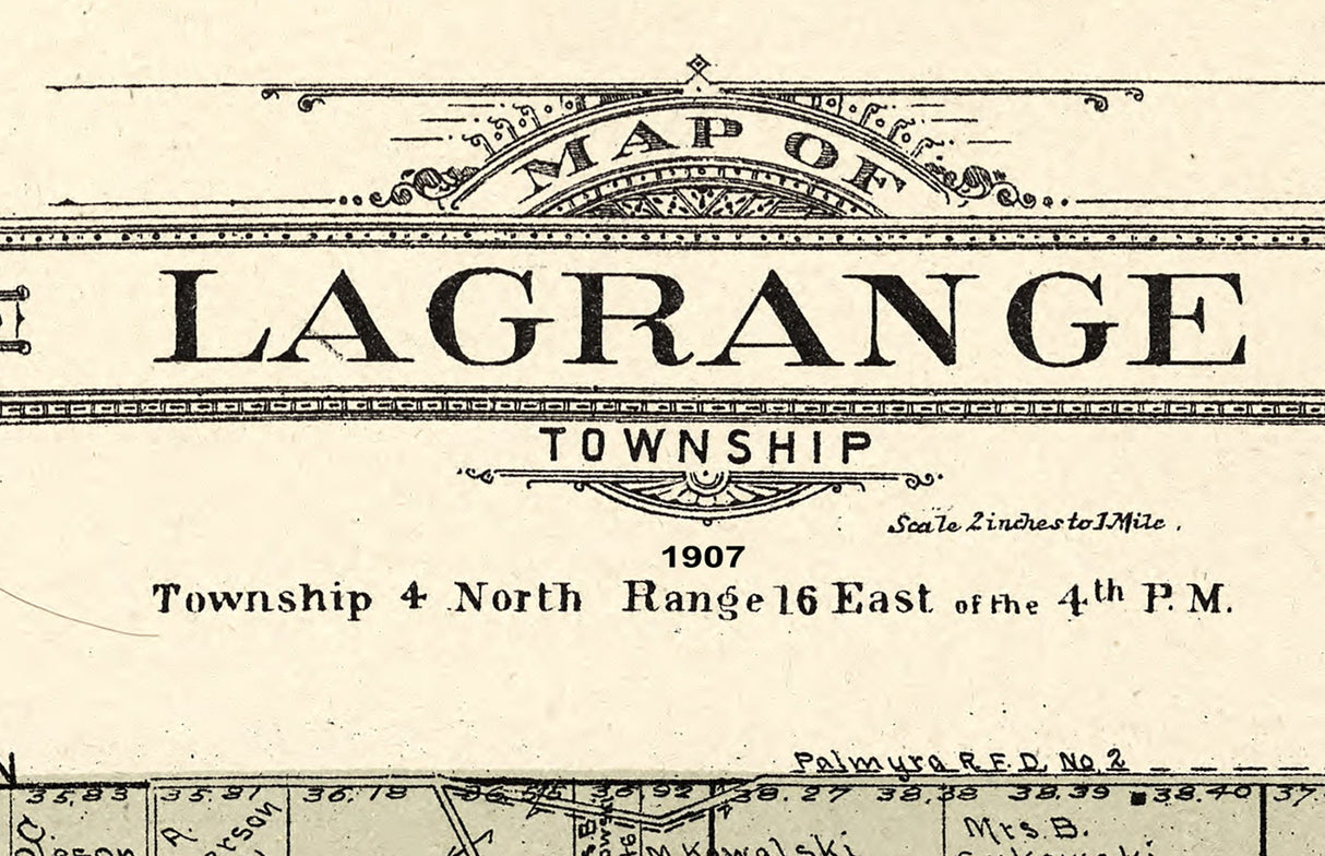 1907 Map of LaGrange Township Walworth County Wisconsin