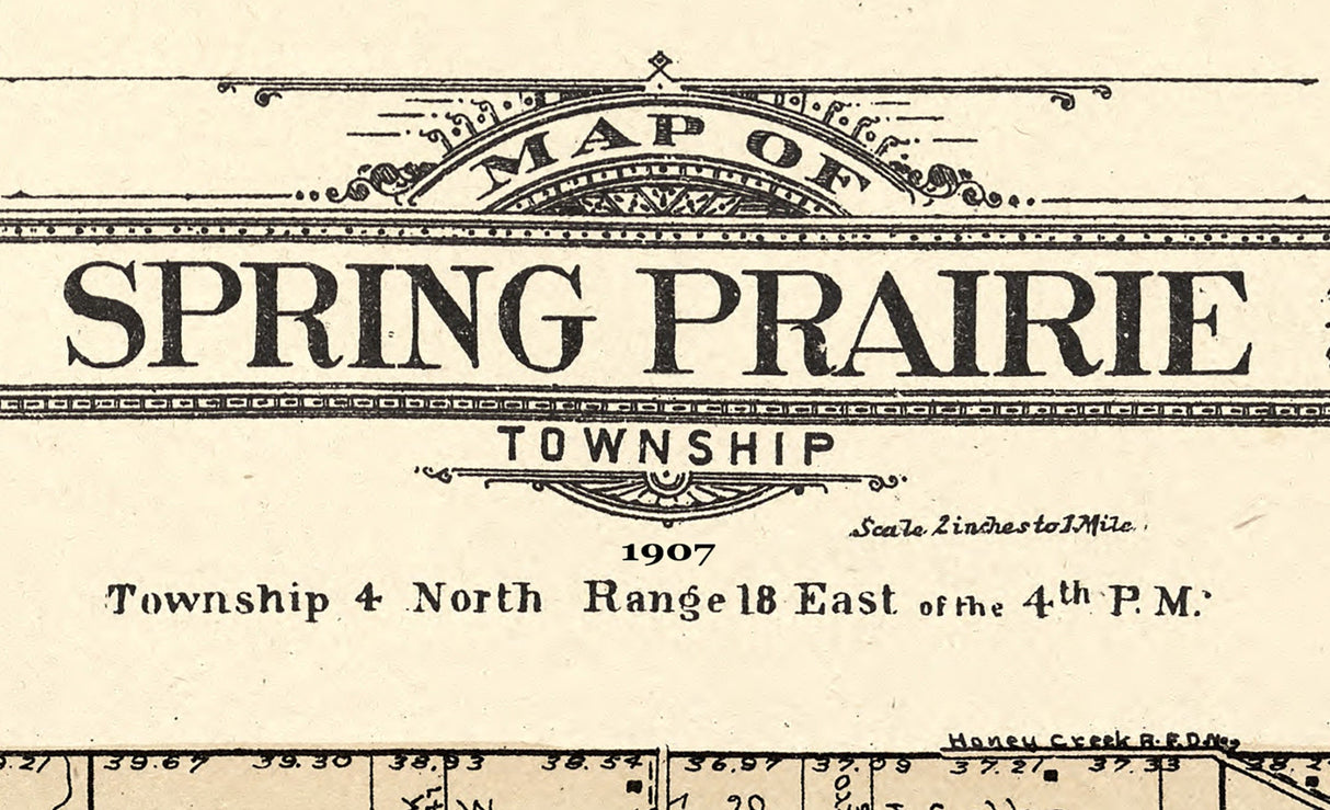 1907 Map of Spring Prairie Township Walworth County Wisconsin