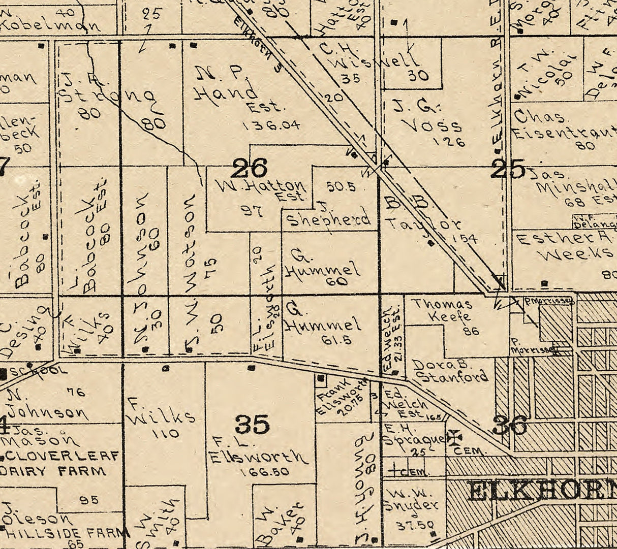 1907 Map of Sugar Creek Township Walworth County Wisconsin