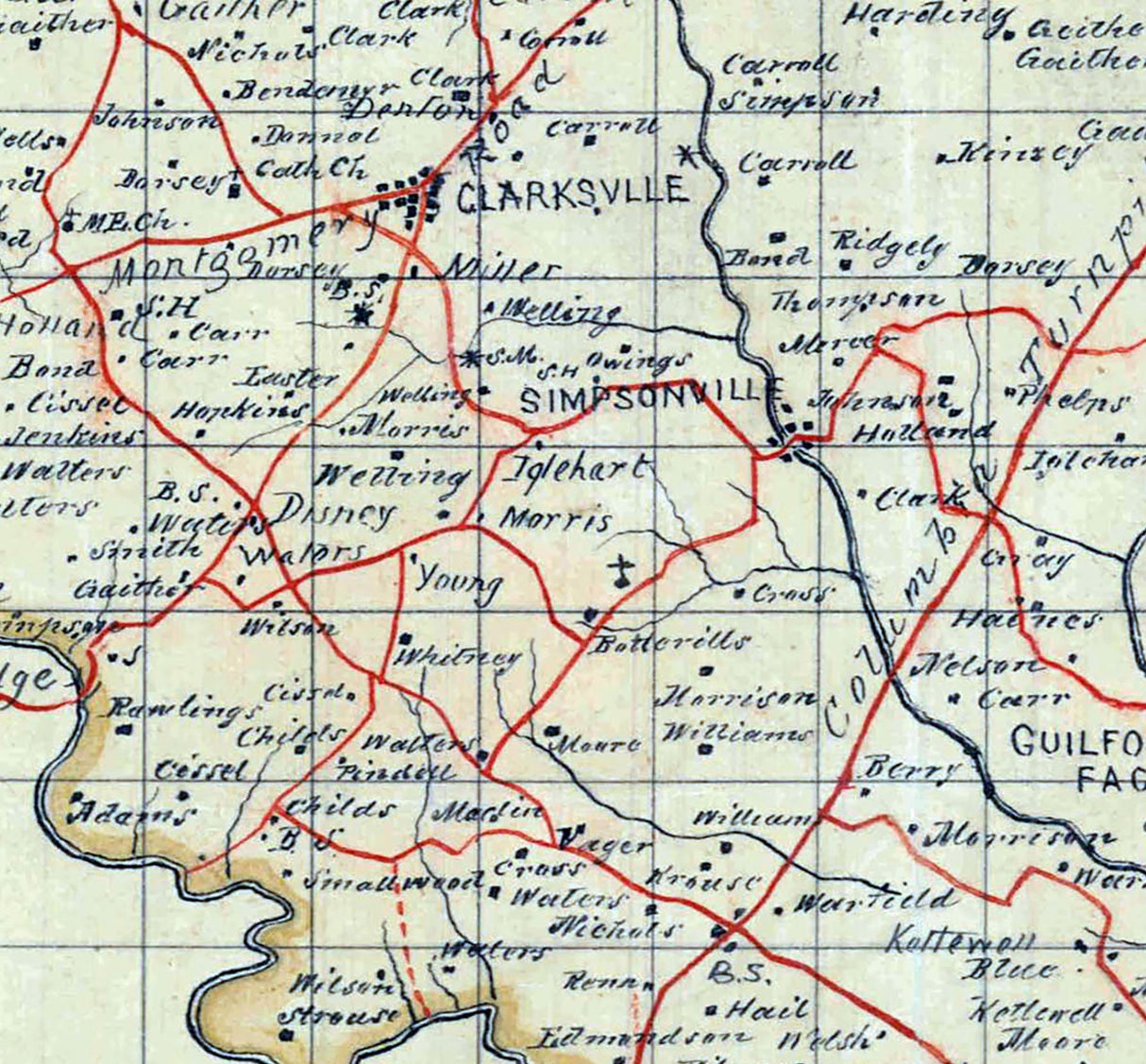 1863 Map of Howard County Maryland