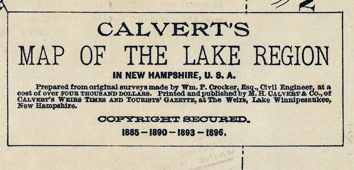 1896 Map of The Lake Region of New Hampshire Lake Winnipesaukee