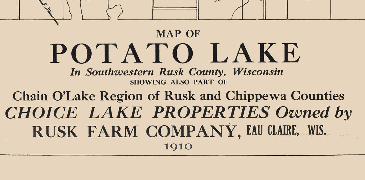 1910 Map of Potato Lake Rusk County Wisconsin