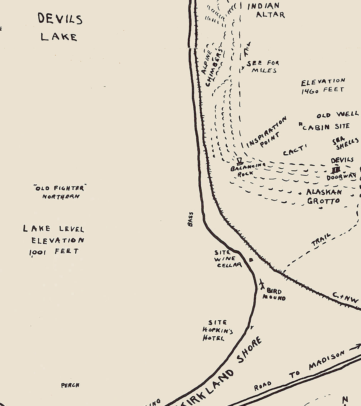 1949 Map of Devils Lake Wisconsin