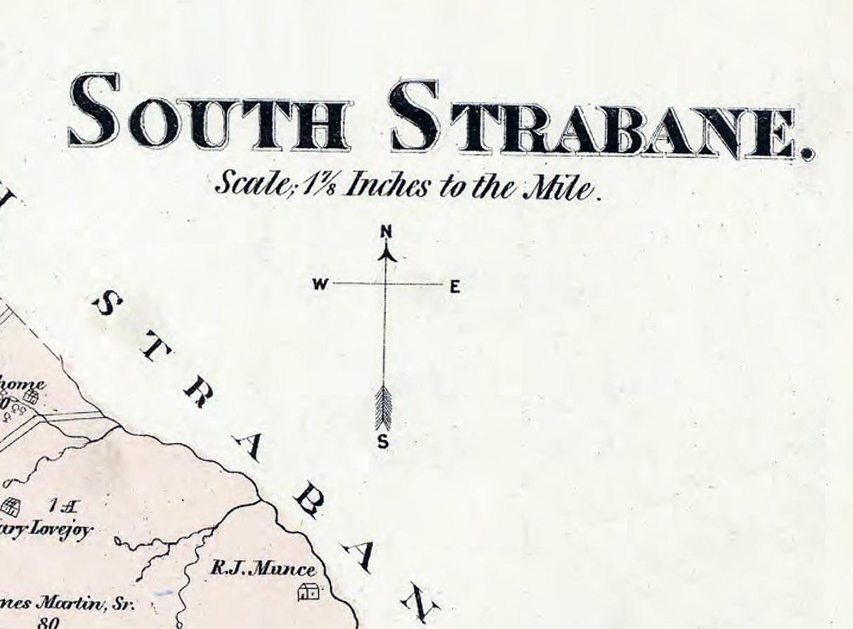 1876 Map of South Strabane Township Washington County Pa