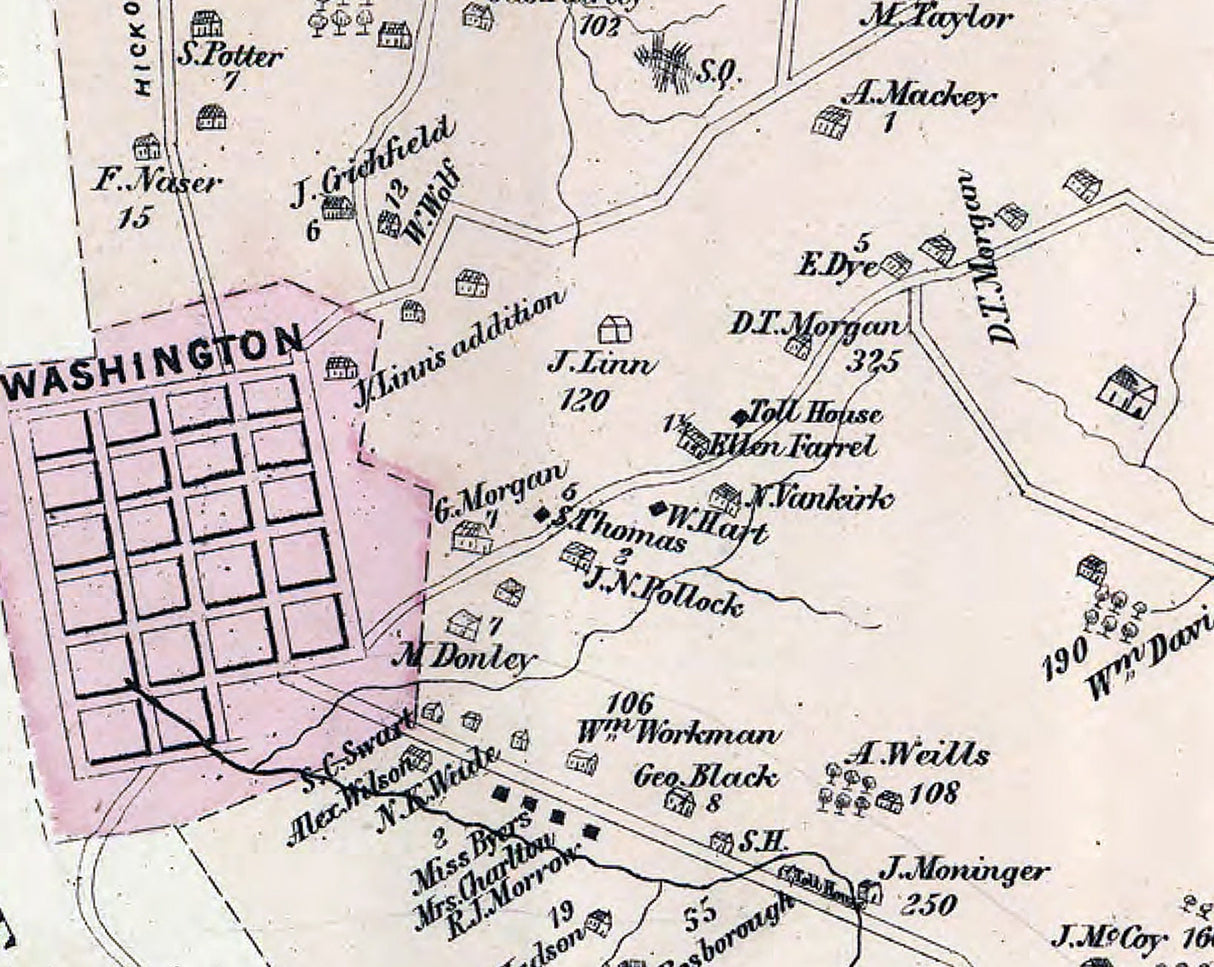 1876 Map of South Strabane Township Washington County Pa