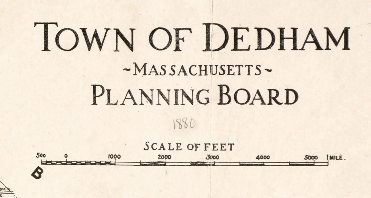 1880 Town Map of Dedham Norfolk County Massachusetts