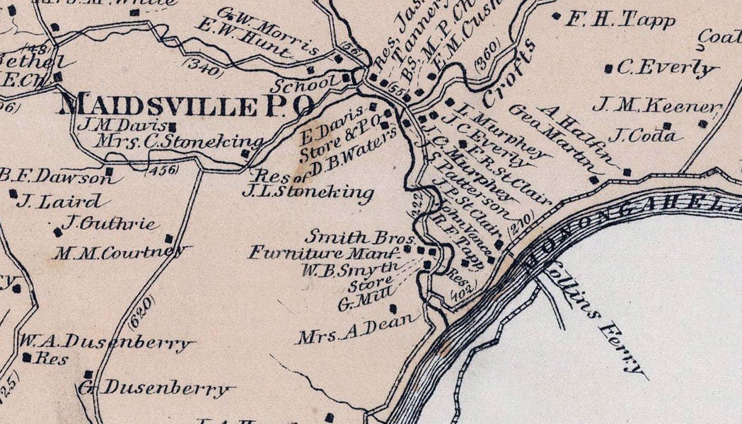 1886 Map of Cass Township Monongalia County West Virginia