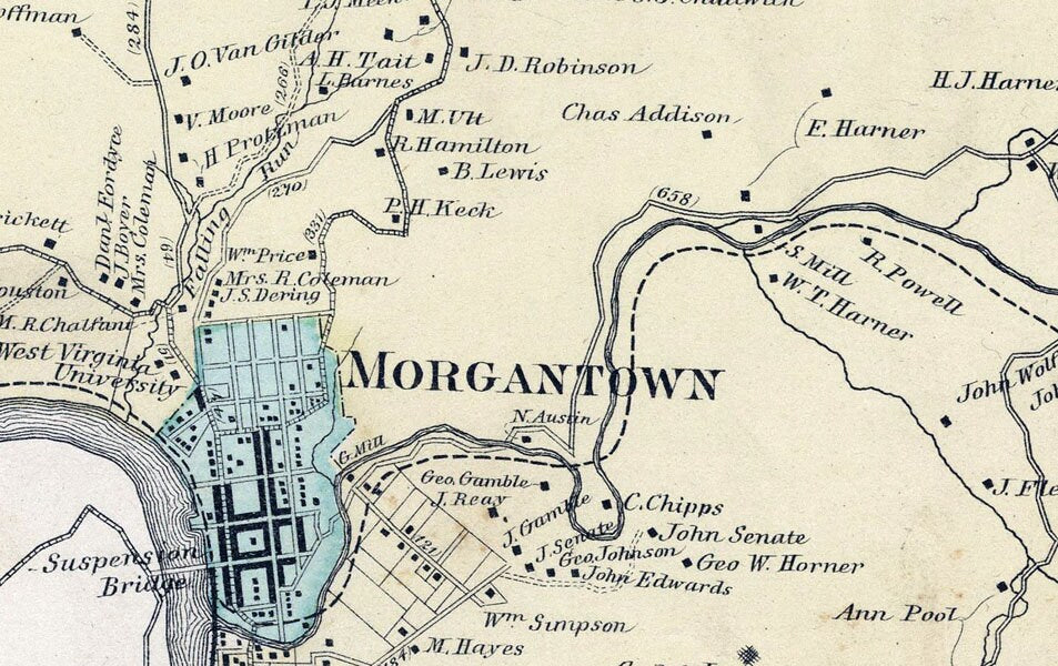1886 Map of Morgan Township Monongalia County West Virginia Morgantown Genealogy