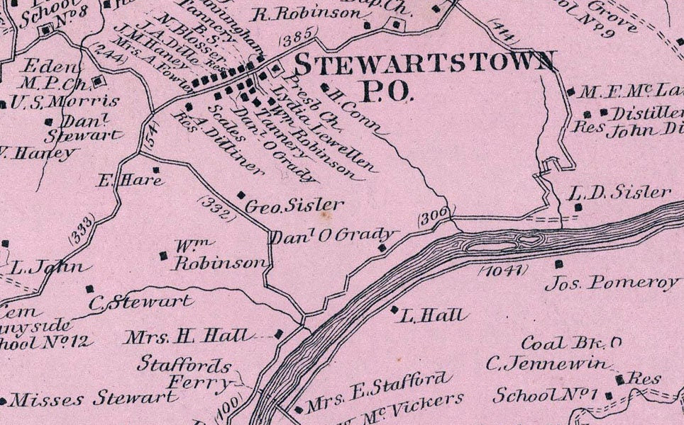 1886 Map of Union Township Monongalia County West Virginia Stewartstown Genealogy